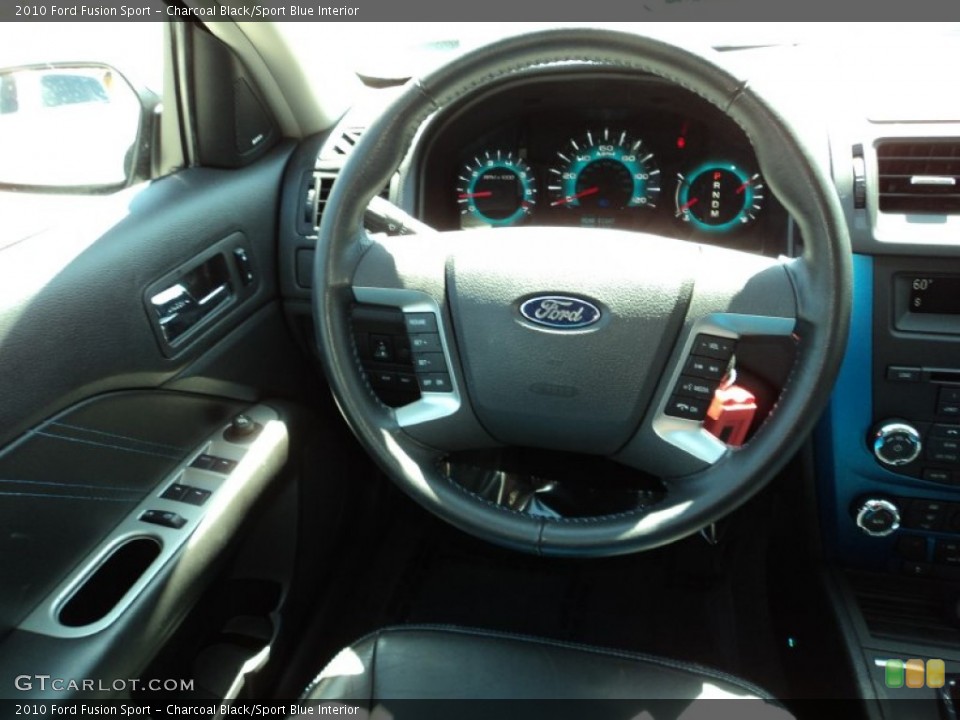 Charcoal Black/Sport Blue Interior Steering Wheel for the 2010 Ford Fusion Sport #78143010