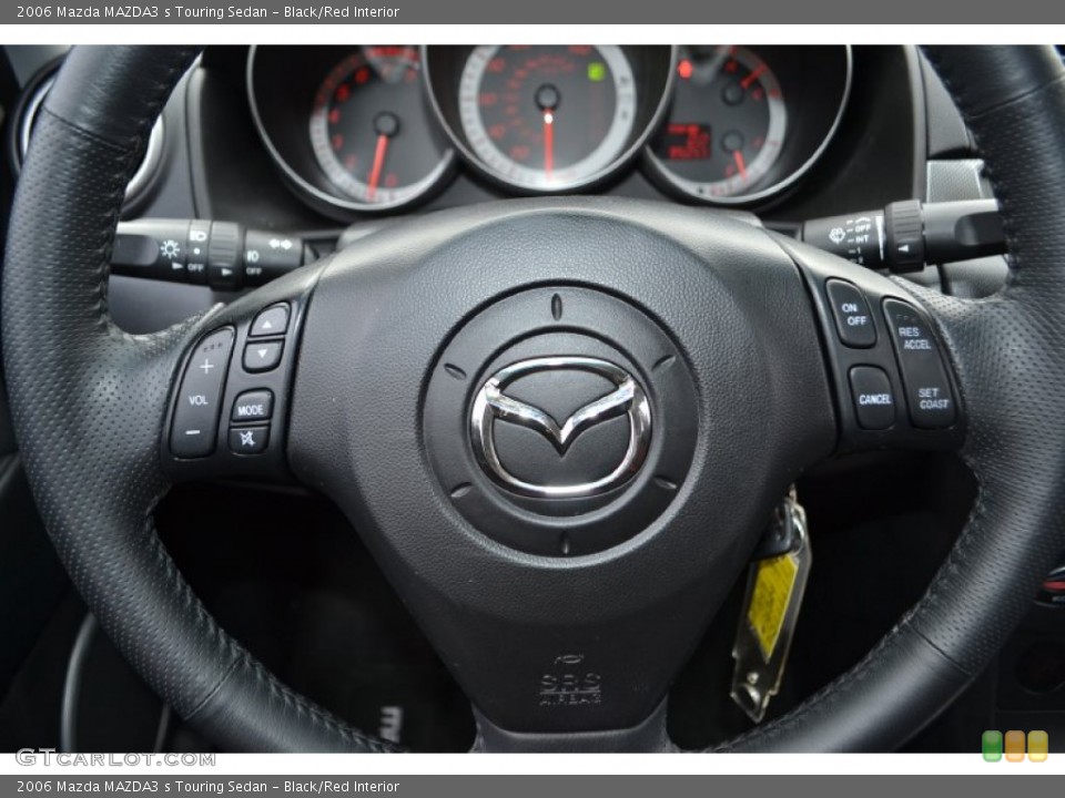Black/Red Interior Steering Wheel for the 2006 Mazda MAZDA3 s Touring Sedan #78149583