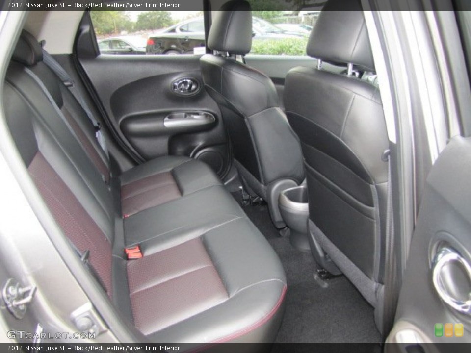 Black/Red Leather/Silver Trim Interior Rear Seat for the 2012 Nissan Juke SL #78177777