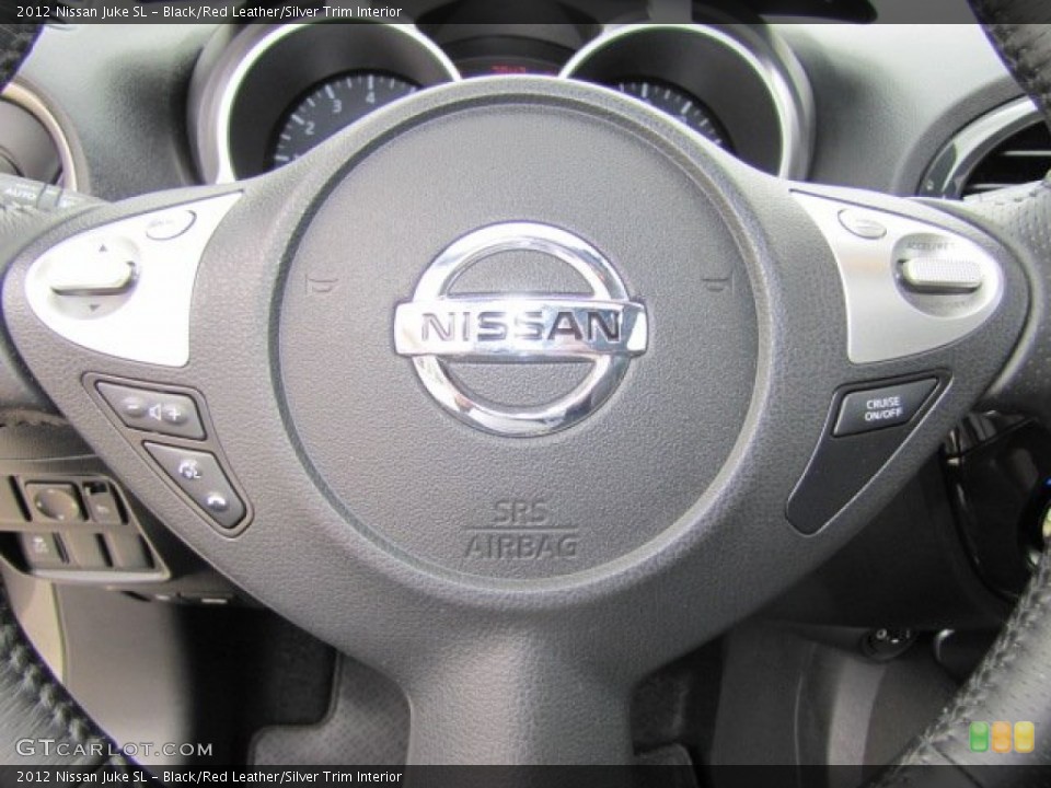Black/Red Leather/Silver Trim Interior Steering Wheel for the 2012 Nissan Juke SL #78177893