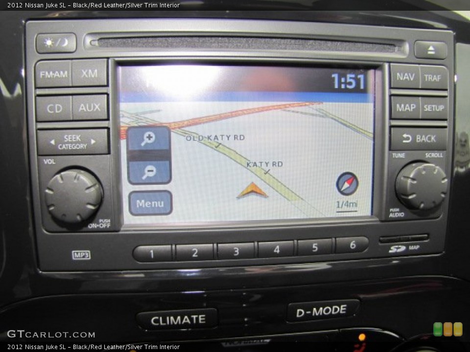 Black/Red Leather/Silver Trim Interior Navigation for the 2012 Nissan Juke SL #78177939