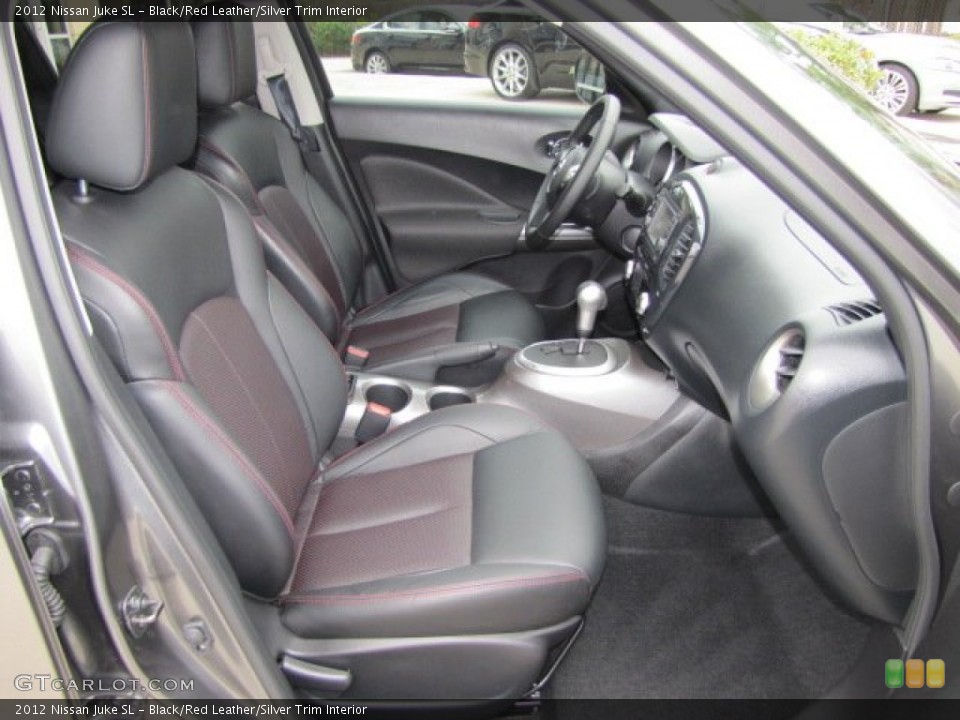 Black/Red Leather/Silver Trim Interior Front Seat for the 2012 Nissan Juke SL #78178005