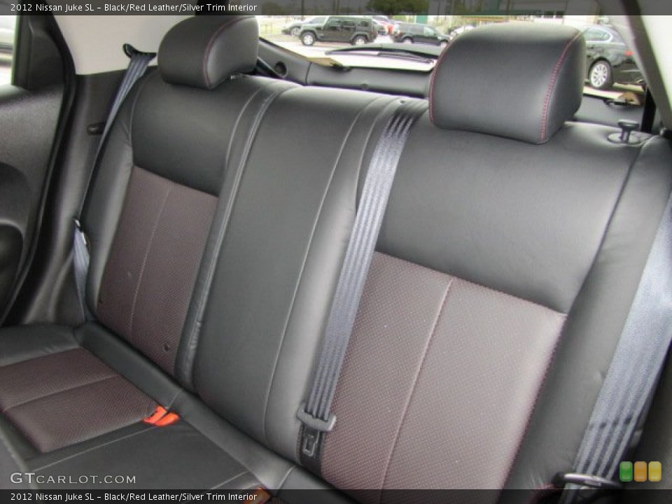 Black/Red Leather/Silver Trim Interior Rear Seat for the 2012 Nissan Juke SL #78178056