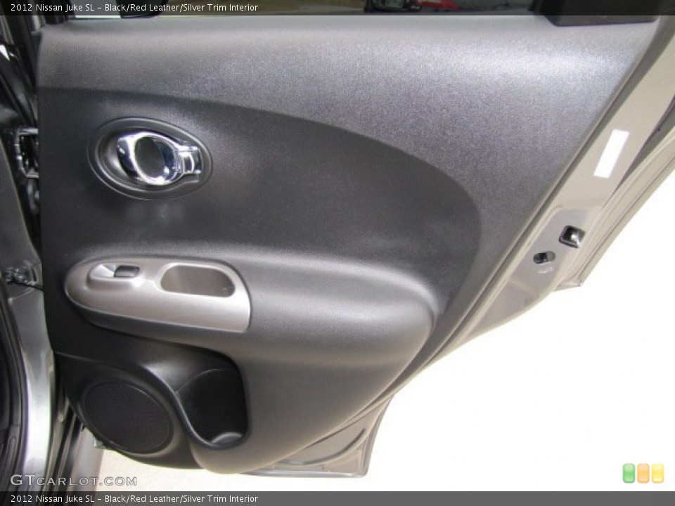 Black/Red Leather/Silver Trim Interior Door Panel for the 2012 Nissan Juke SL #78178175