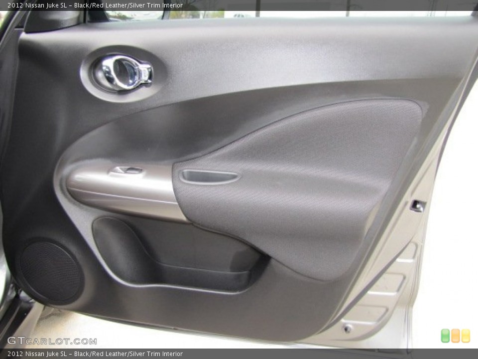 Black/Red Leather/Silver Trim Interior Door Panel for the 2012 Nissan Juke SL #78178182