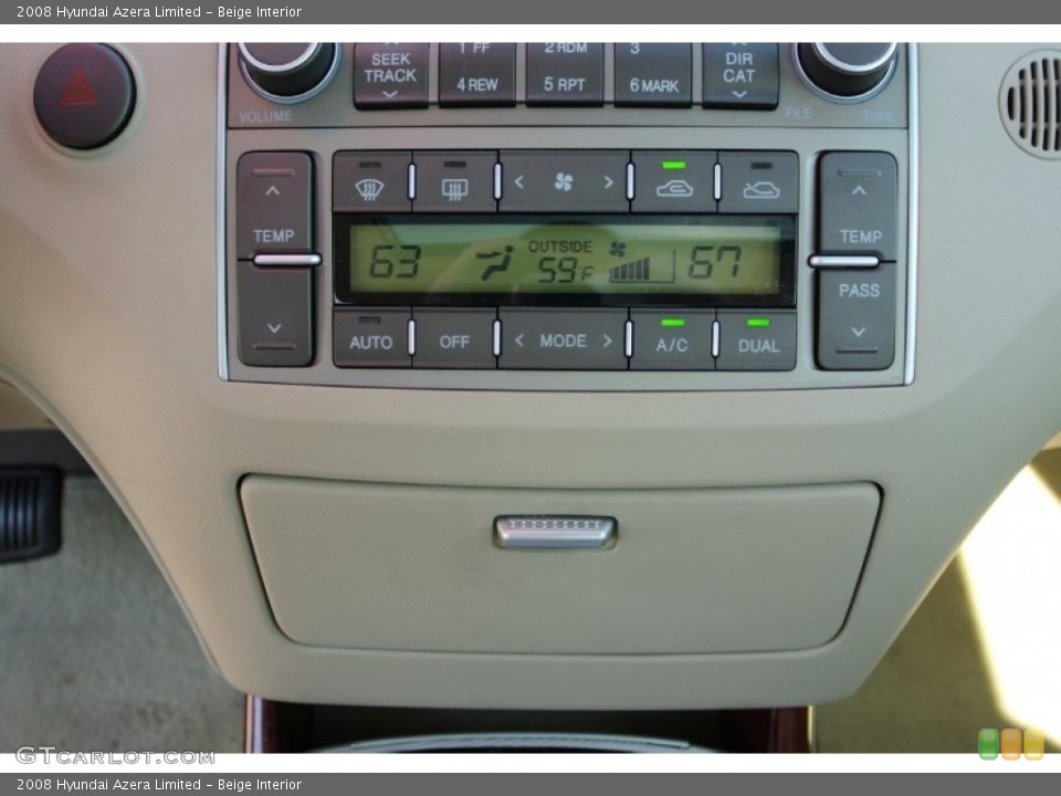 Beige Interior Controls for the 2008 Hyundai Azera Limited #78202839