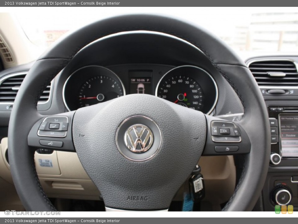 Cornsilk Beige Interior Steering Wheel for the 2013 Volkswagen Jetta TDI SportWagen #78230662