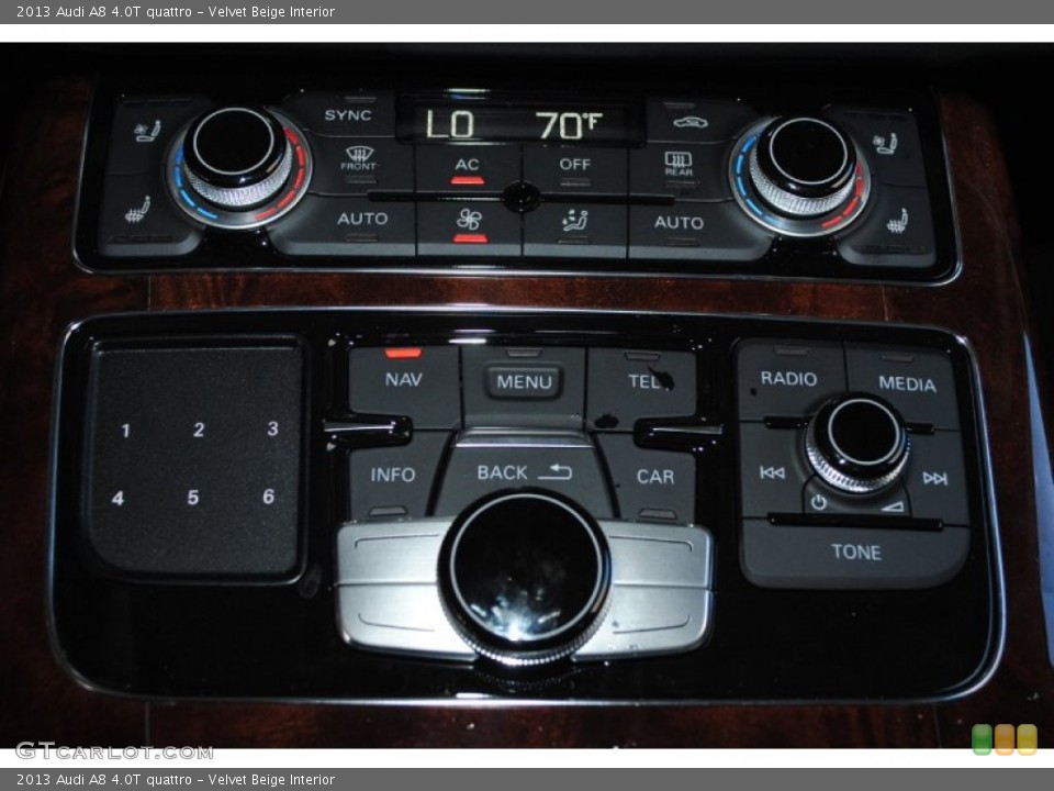 Velvet Beige Interior Controls for the 2013 Audi A8 4.0T quattro #78241933