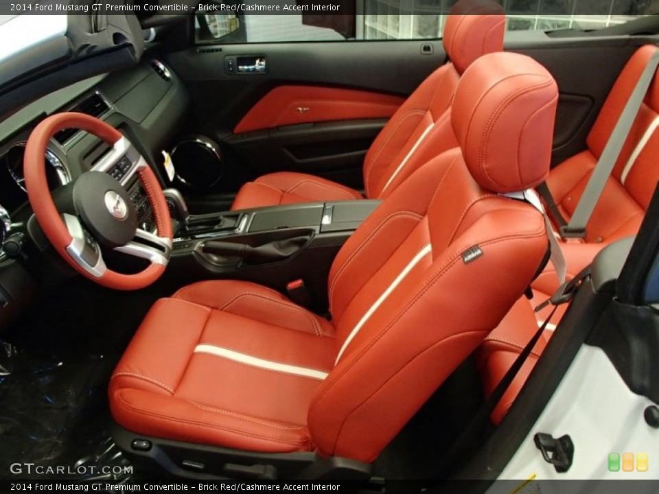 Brick Red/Cashmere Accent Interior Front Seat for the 2014 Ford Mustang GT Premium Convertible #78242422
