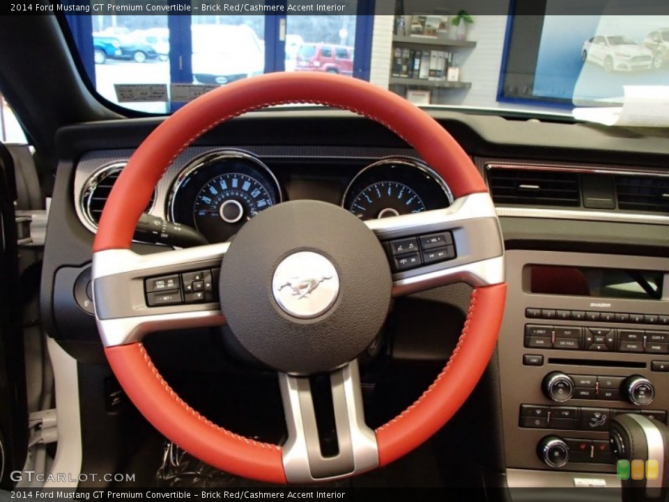 Brick Red/Cashmere Accent Interior Steering Wheel for the 2014 Ford Mustang GT Premium Convertible #78242516