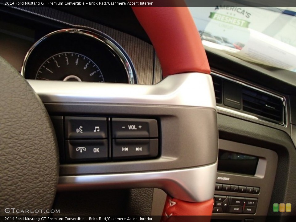 Brick Red/Cashmere Accent Interior Controls for the 2014 Ford Mustang GT Premium Convertible #78242557