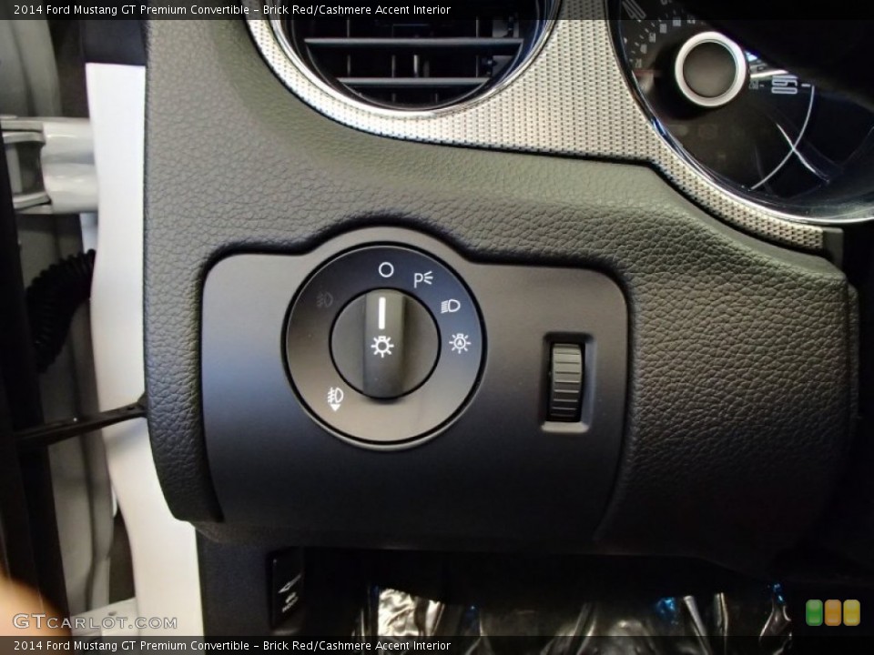 Brick Red/Cashmere Accent Interior Controls for the 2014 Ford Mustang GT Premium Convertible #78242575
