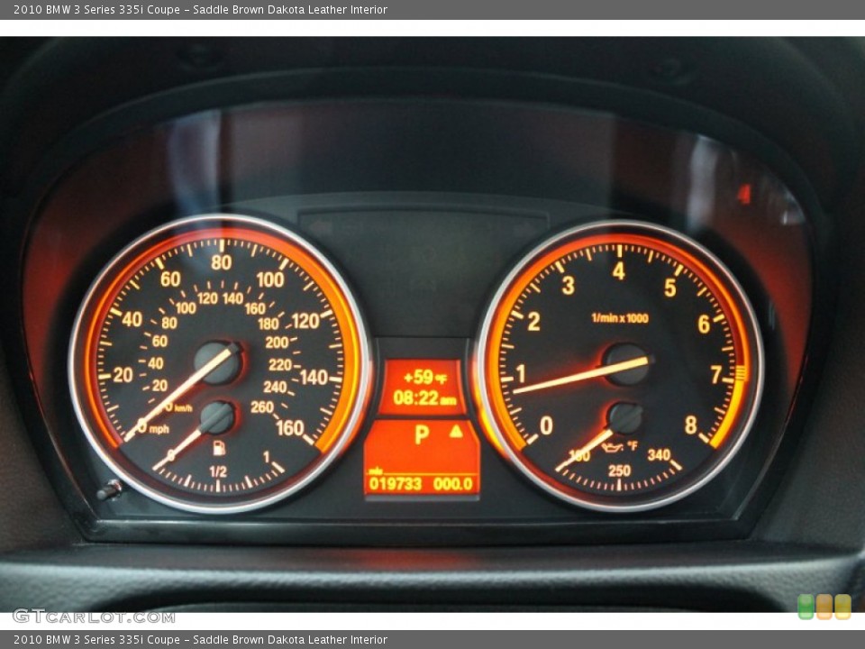 Saddle Brown Dakota Leather Interior Gauges for the 2010 BMW 3 Series 335i Coupe #78244039