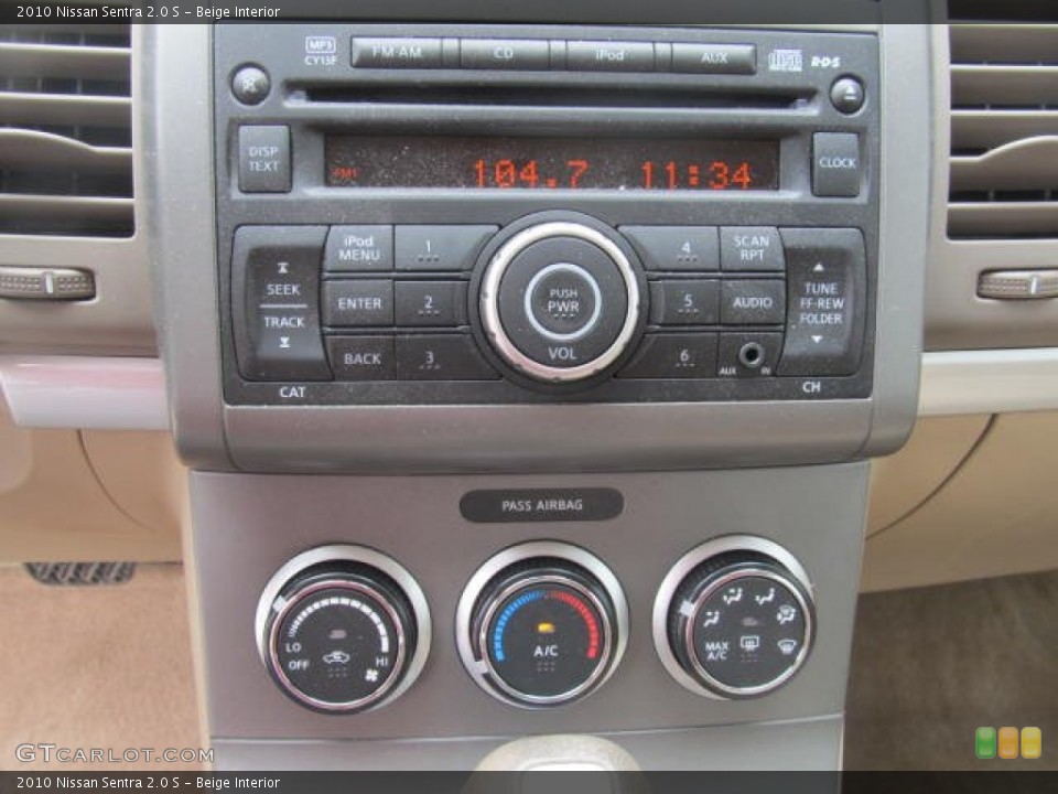 Beige Interior Controls for the 2010 Nissan Sentra 2.0 S #78255022