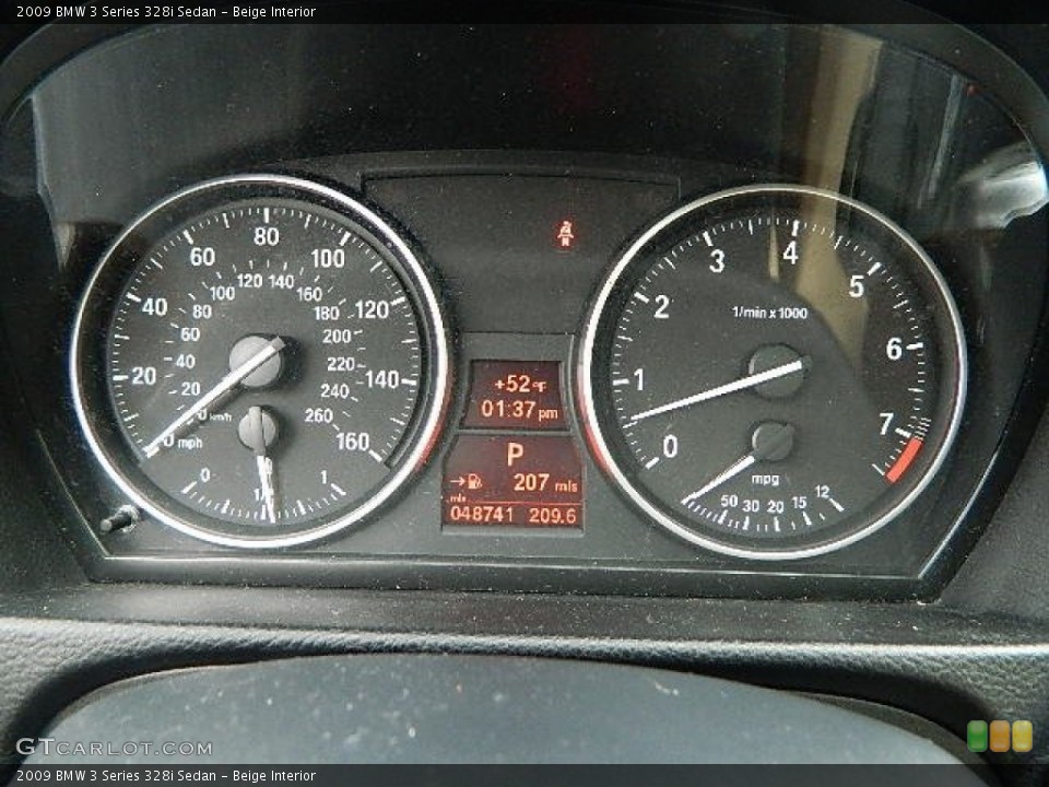 Beige Interior Gauges for the 2009 BMW 3 Series 328i Sedan #78260588