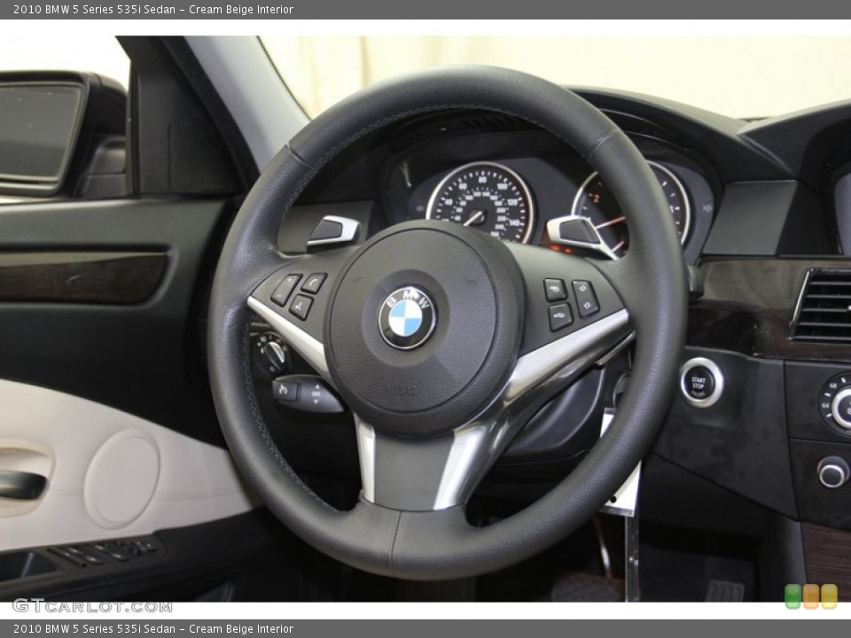 Cream Beige Interior Steering Wheel for the 2010 BMW 5 Series 535i Sedan #78317356
