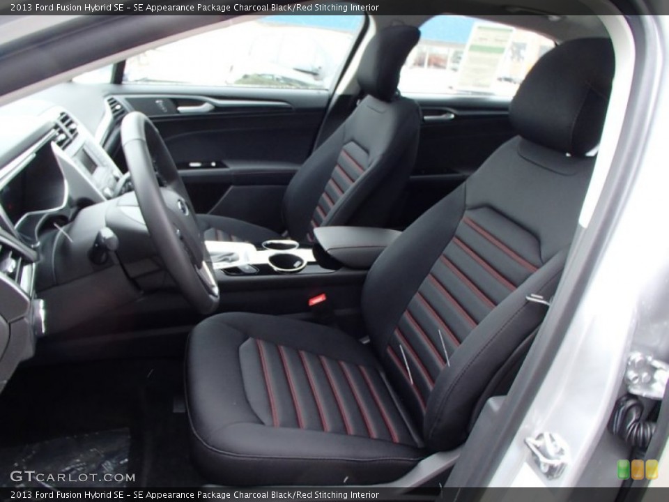 SE Appearance Package Charcoal Black/Red Stitching Interior Front Seat for the 2013 Ford Fusion Hybrid SE #78335541