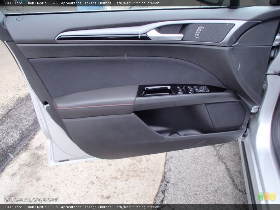 SE Appearance Package Charcoal Black/Red Stitching Interior Door Panel for the 2013 Ford Fusion Hybrid SE #78335561