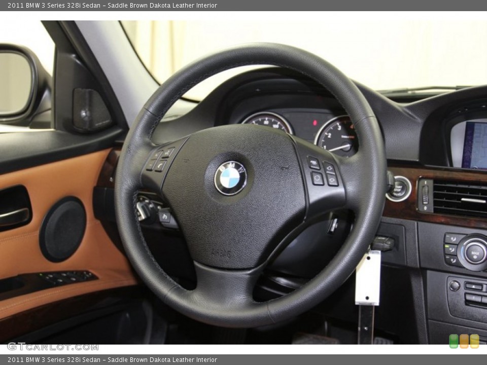 Saddle Brown Dakota Leather Interior Steering Wheel for the 2011 BMW 3 Series 328i Sedan #78336323