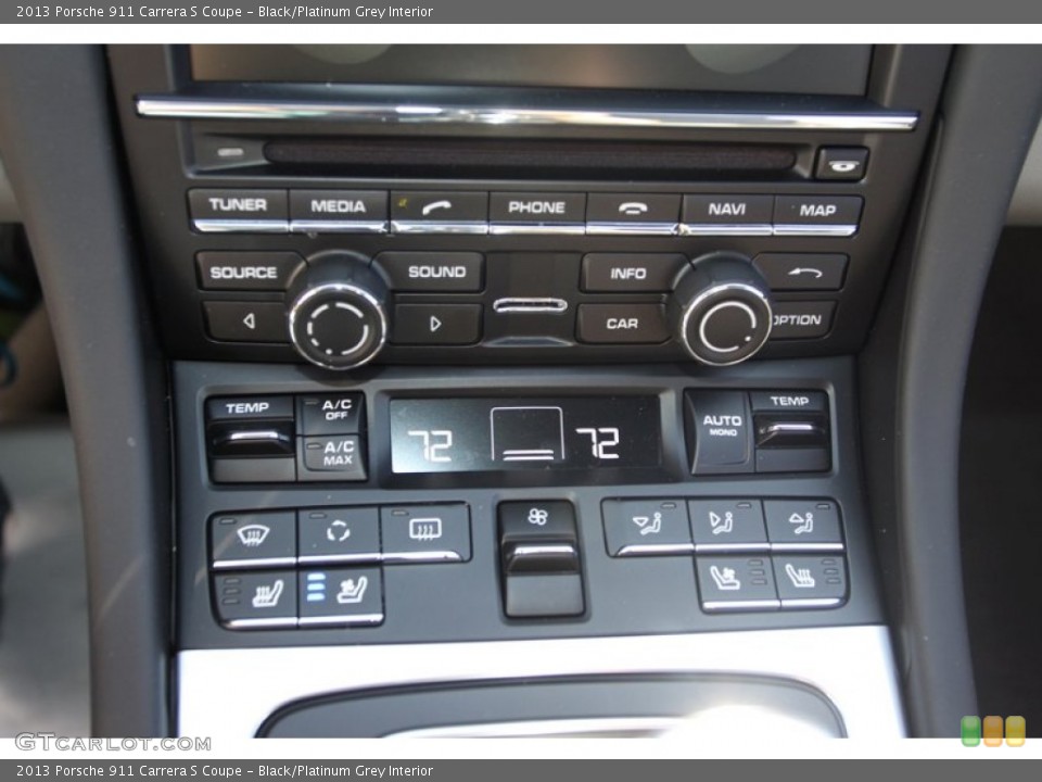 Black/Platinum Grey Interior Controls for the 2013 Porsche 911 Carrera S Coupe #78341196