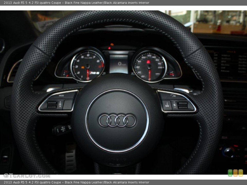 Black Fine Nappa Leather/Black Alcantara Inserts Interior Steering Wheel for the 2013 Audi RS 5 4.2 FSI quattro Coupe #78350147