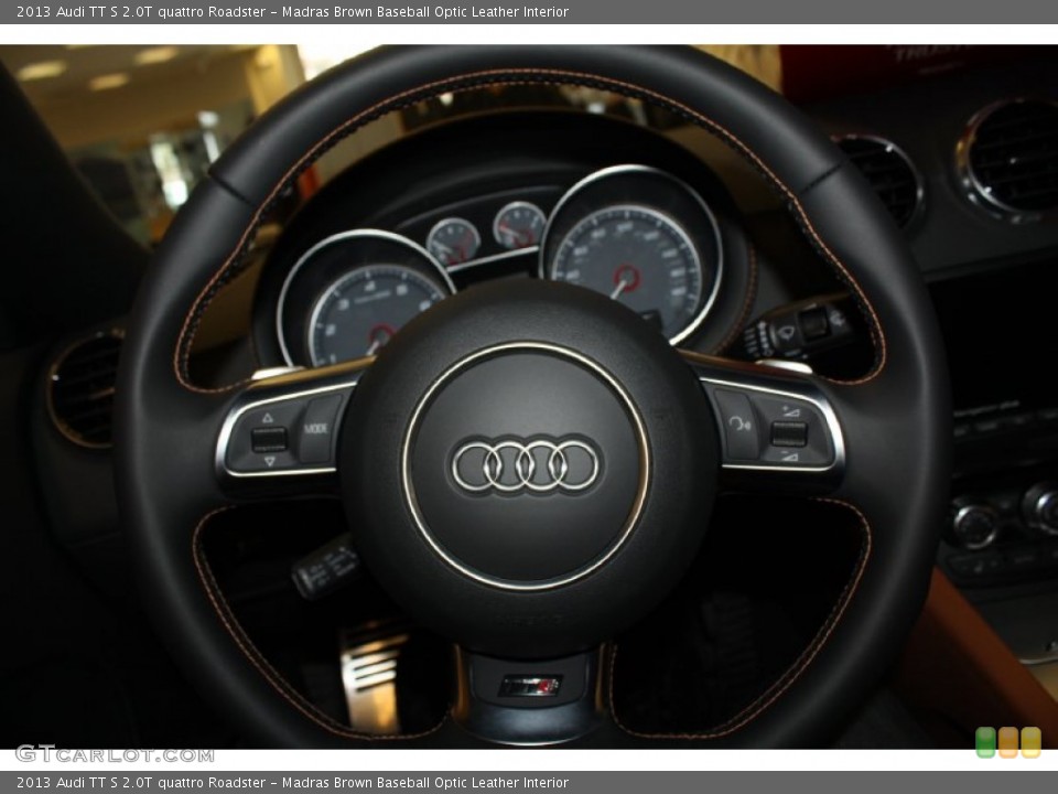 Madras Brown Baseball Optic Leather Interior Steering Wheel for the 2013 Audi TT S 2.0T quattro Roadster #78350725