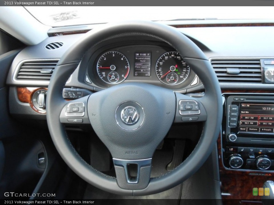Titan Black Interior Steering Wheel for the 2013 Volkswagen Passat TDI SEL #78362658