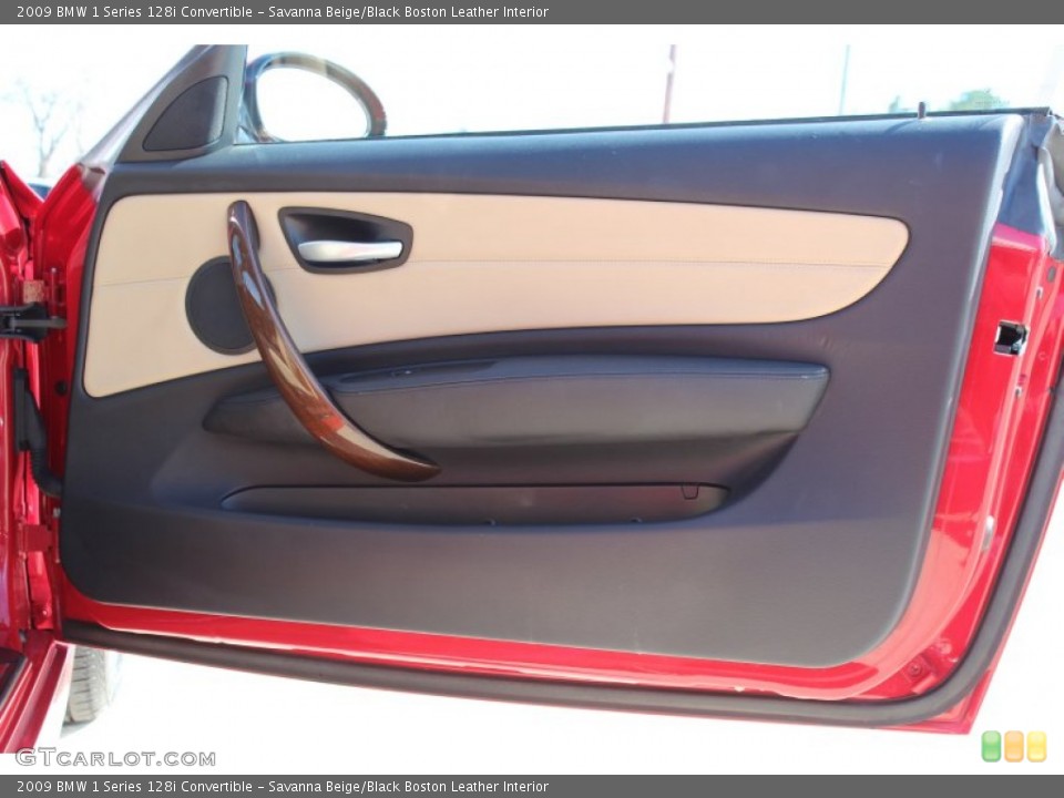 Savanna Beige/Black Boston Leather Interior Door Panel for the 2009 BMW 1 Series 128i Convertible #78370329