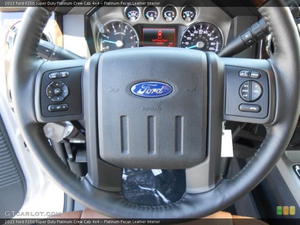 Platinum Pecan Leather Interior Steering Wheel for the 2013 Ford F250 Super Duty Platinum Crew Cab 4x4 #78377346