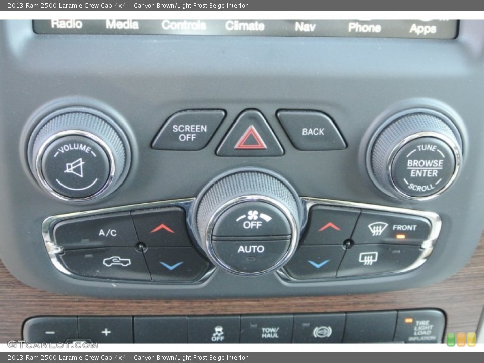Canyon Brown/Light Frost Beige Interior Controls for the 2013 Ram 2500 Laramie Crew Cab 4x4 #78425612