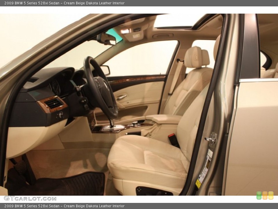 Cream Beige Dakota Leather Interior Front Seat for the 2009 BMW 5 Series 528xi Sedan #78466490