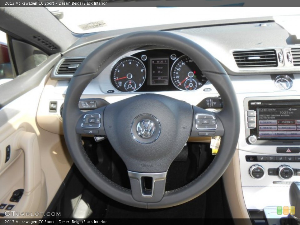 Desert Beige/Black Interior Steering Wheel for the 2013 Volkswagen CC Sport #78475223