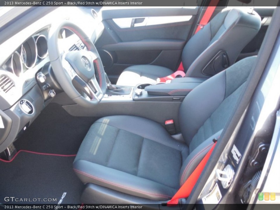 Black/Red Stitch w/DINAMICA Inserts Interior Photo for the 2013 Mercedes-Benz C 250 Sport #78486402