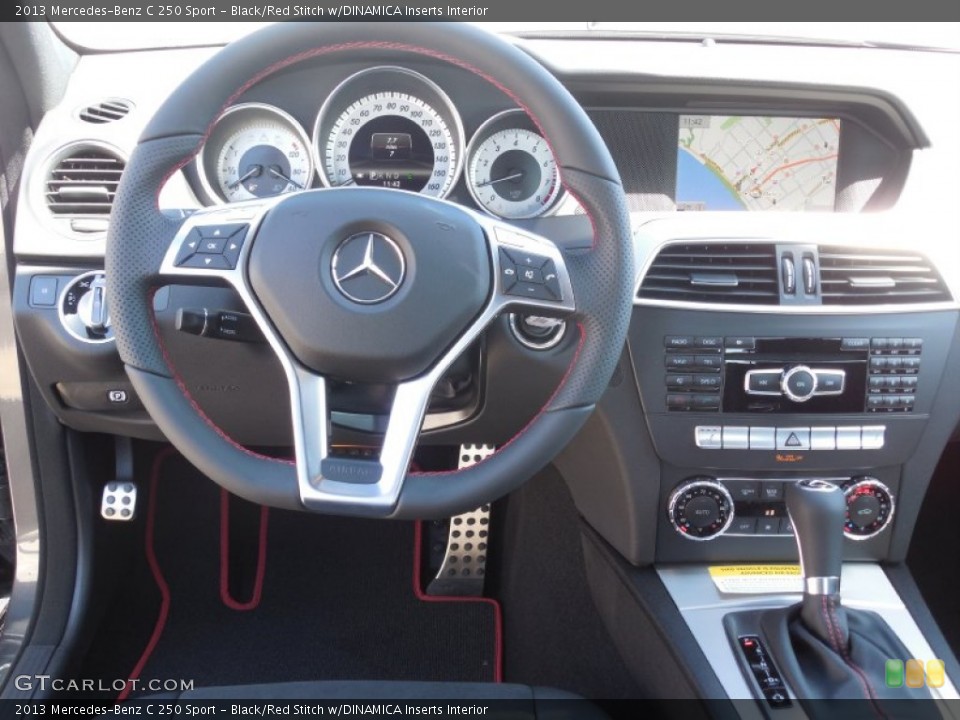 Black/Red Stitch w/DINAMICA Inserts Interior Steering Wheel for the 2013 Mercedes-Benz C 250 Sport #78486449