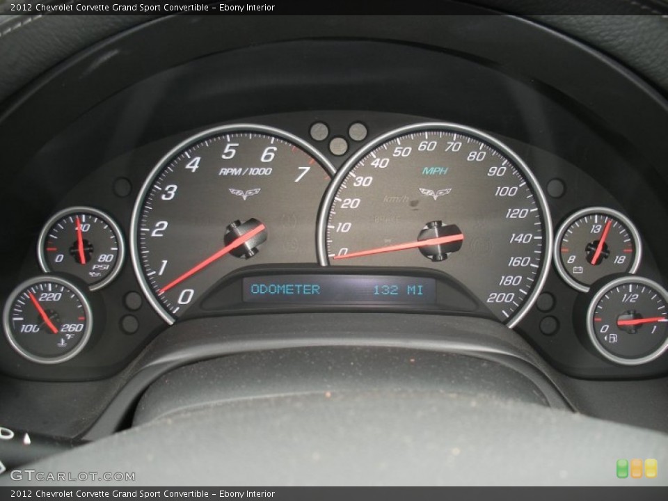 Ebony Interior Gauges for the 2012 Chevrolet Corvette Grand Sport Convertible #78499454