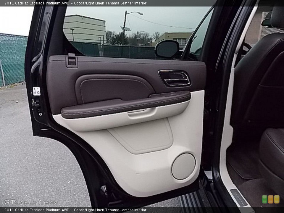 Cocoa/Light Linen Tehama Leather Interior Door Panel for the 2011 Cadillac Escalade Platinum AWD #78503560