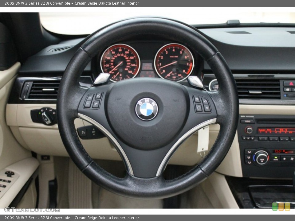 Cream Beige Dakota Leather Interior Steering Wheel for the 2009 BMW 3 Series 328i Convertible #78508601