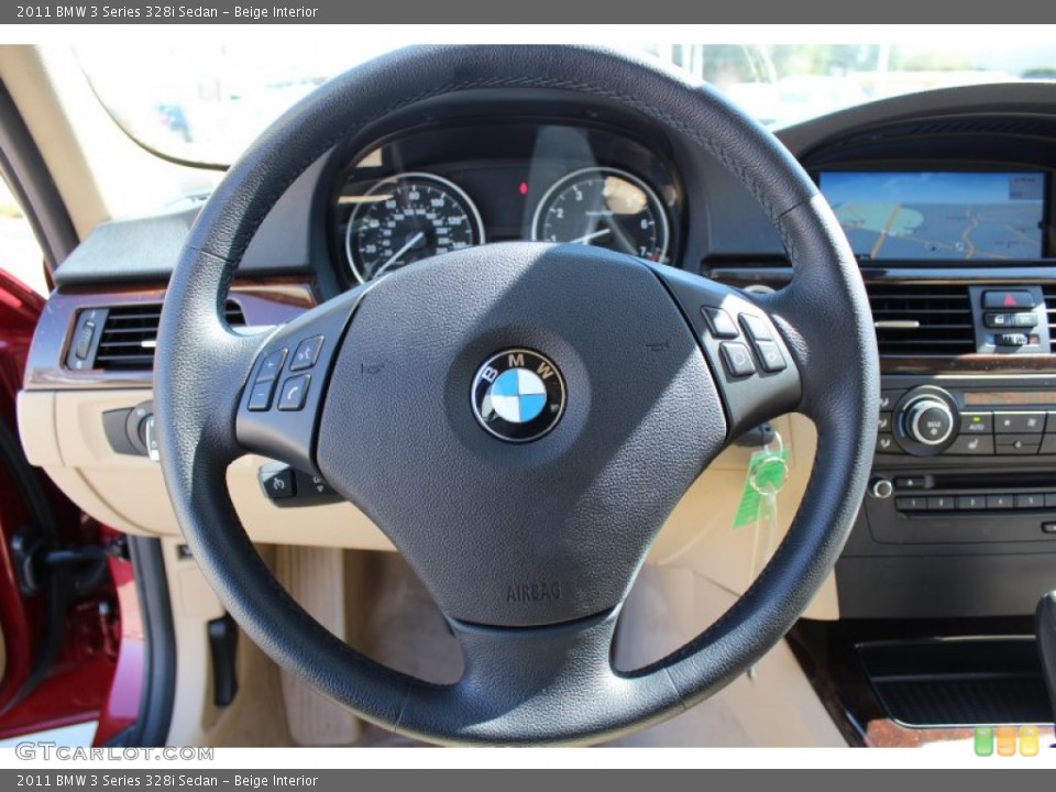 Beige Interior Steering Wheel for the 2011 BMW 3 Series 328i Sedan #78514305