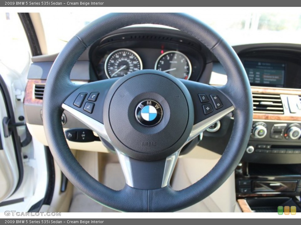 Cream Beige Interior Steering Wheel for the 2009 BMW 5 Series 535i Sedan #78514895