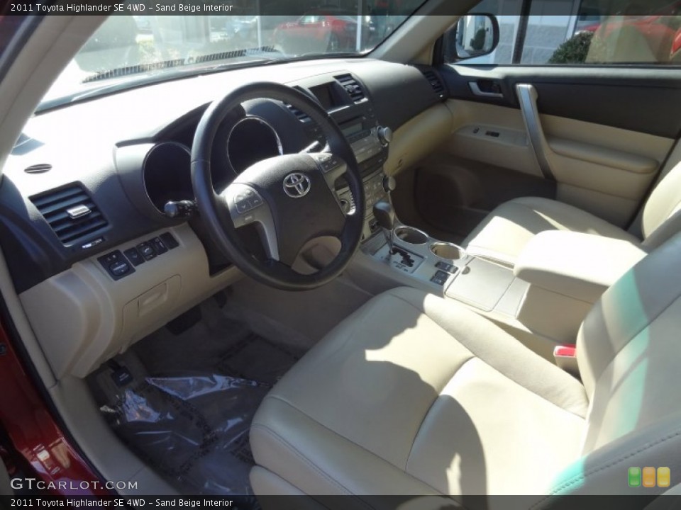 Sand Beige Interior Prime Interior for the 2011 Toyota Highlander SE 4WD #78518468