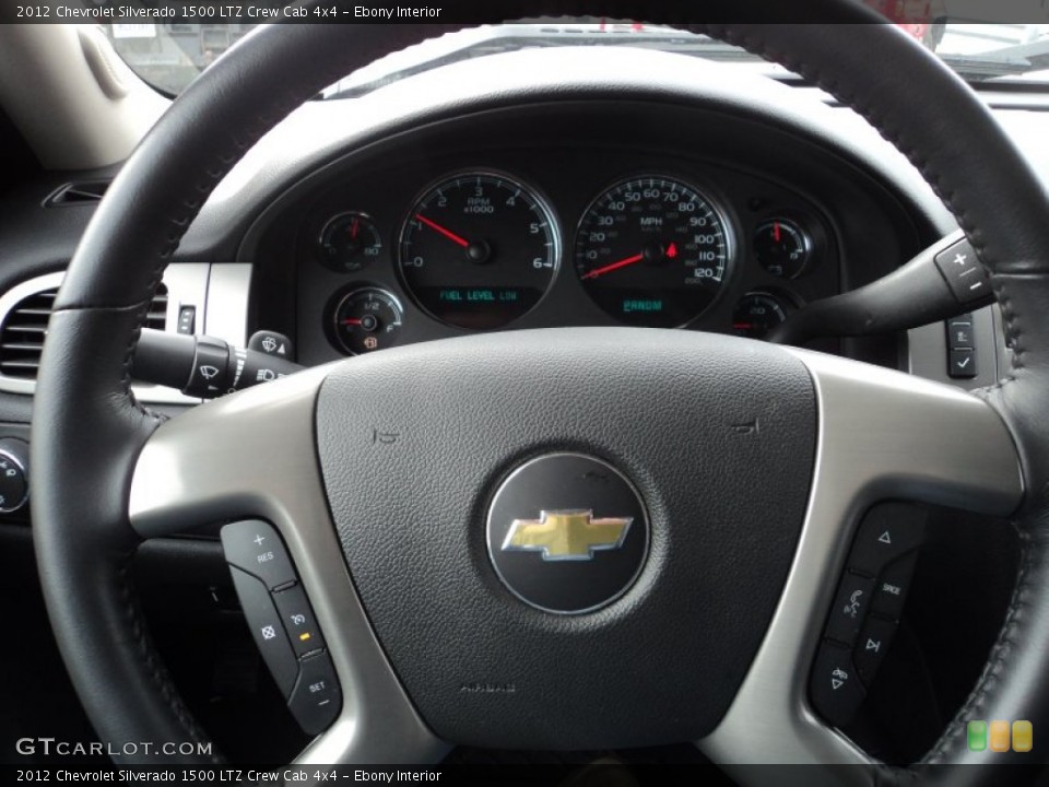 Ebony Interior Steering Wheel for the 2012 Chevrolet Silverado 1500 LTZ Crew Cab 4x4 #78521999