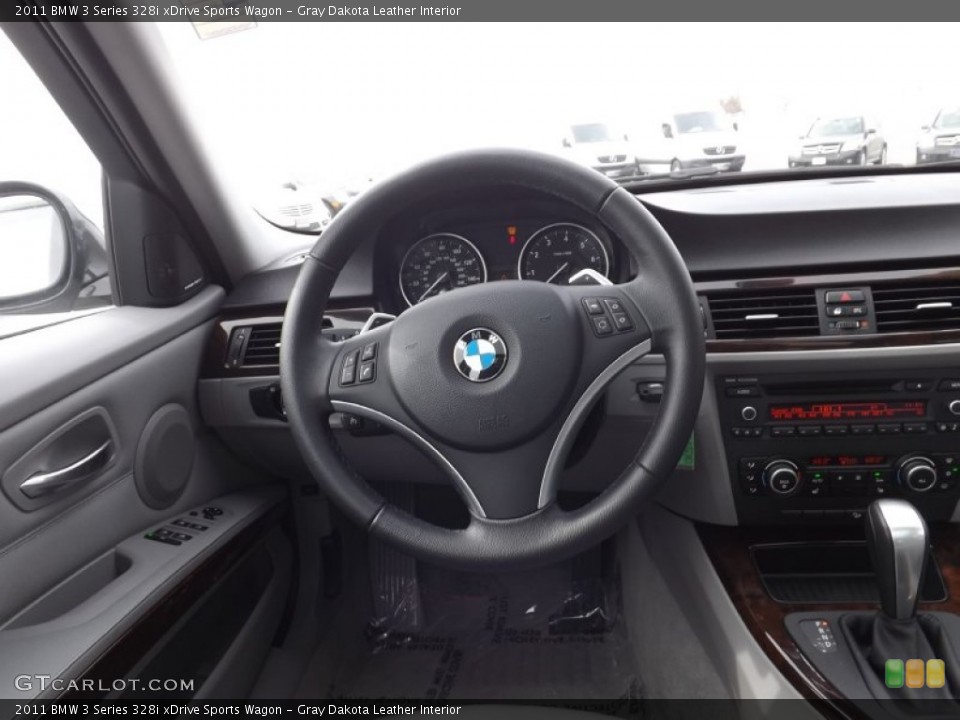 Gray Dakota Leather Interior Steering Wheel for the 2011 BMW 3 Series 328i xDrive Sports Wagon #78522032