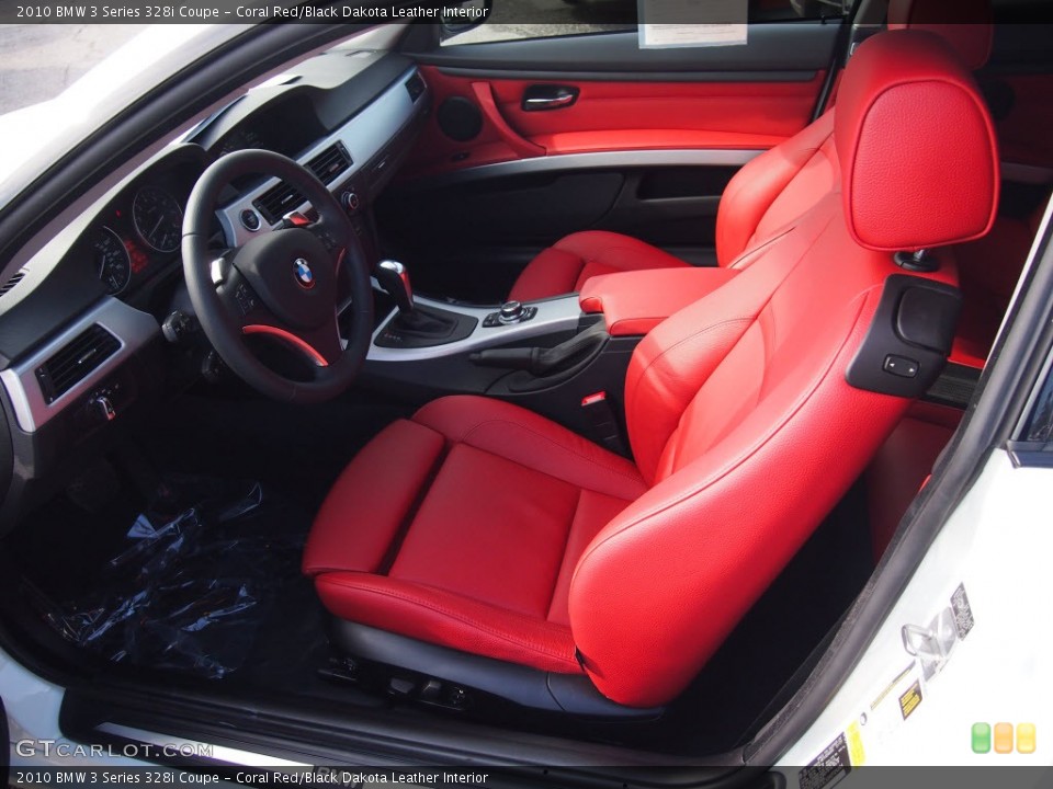 Coral Red/Black Dakota Leather Interior Prime Interior for the 2010 BMW 3 Series 328i Coupe #78543954
