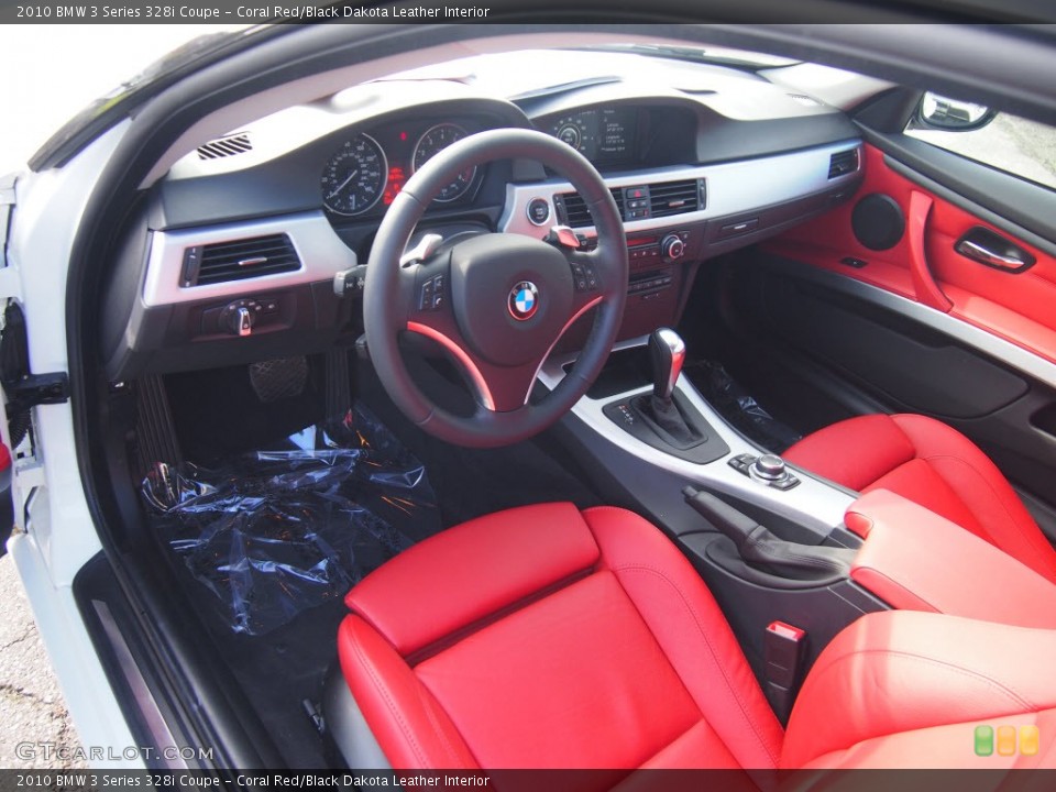 Coral Red/Black Dakota Leather Interior Prime Interior for the 2010 BMW 3 Series 328i Coupe #78543963
