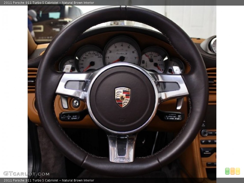 Natural Brown Interior Steering Wheel for the 2011 Porsche 911 Turbo S Cabriolet #78560306