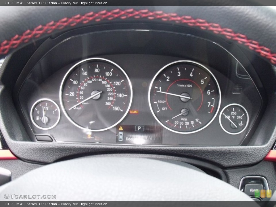 Black/Red Highlight Interior Gauges for the 2012 BMW 3 Series 335i Sedan #78575120