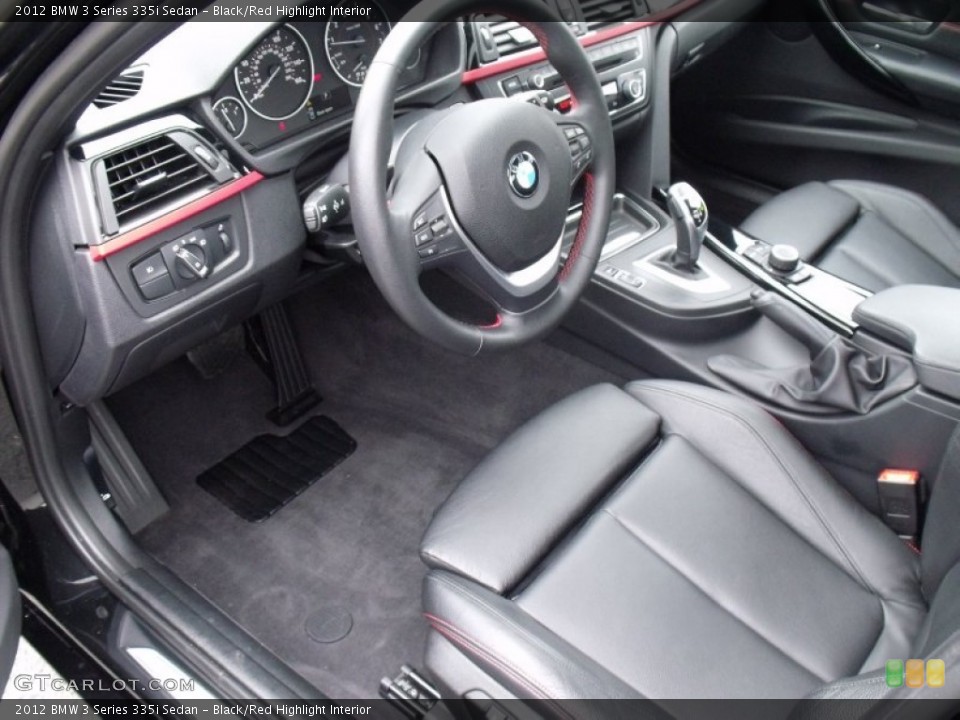 Black/Red Highlight Interior Photo for the 2012 BMW 3 Series 335i Sedan #78575206