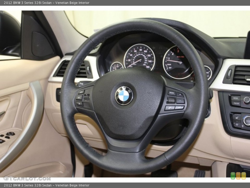 Venetian Beige Interior Steering Wheel for the 2012 BMW 3 Series 328i Sedan #78580576