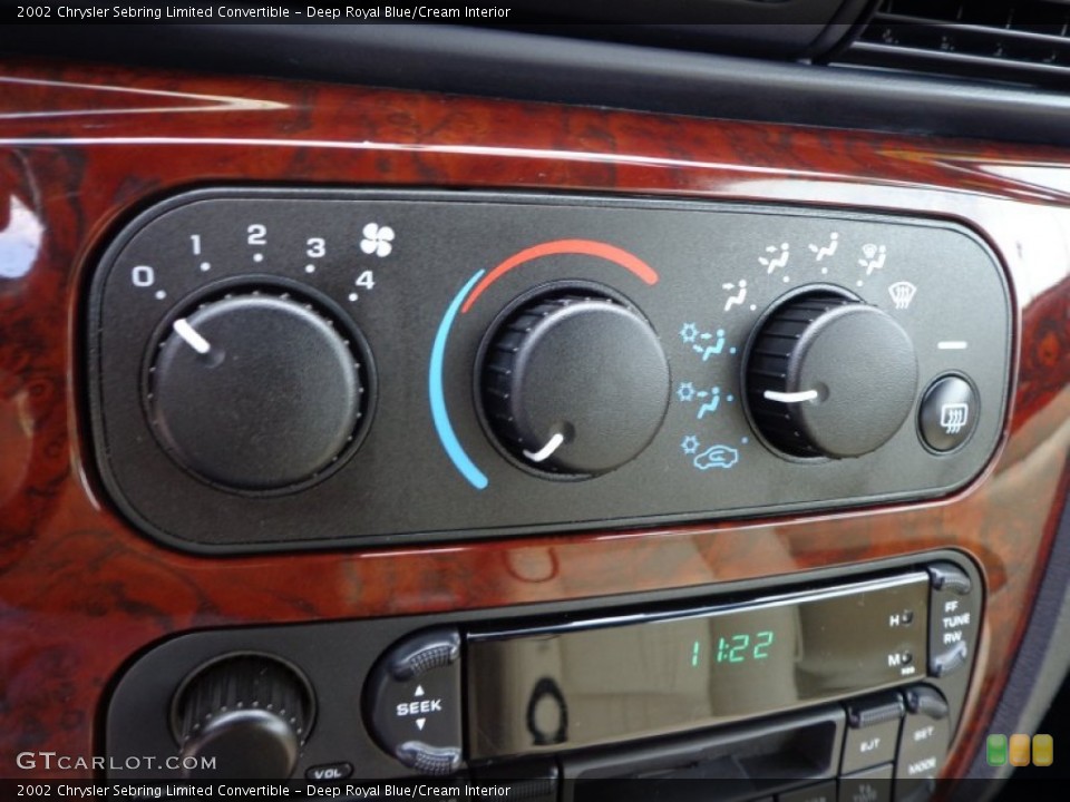 Deep Royal Blue/Cream Interior Controls for the 2002 Chrysler Sebring Limited Convertible #78586659