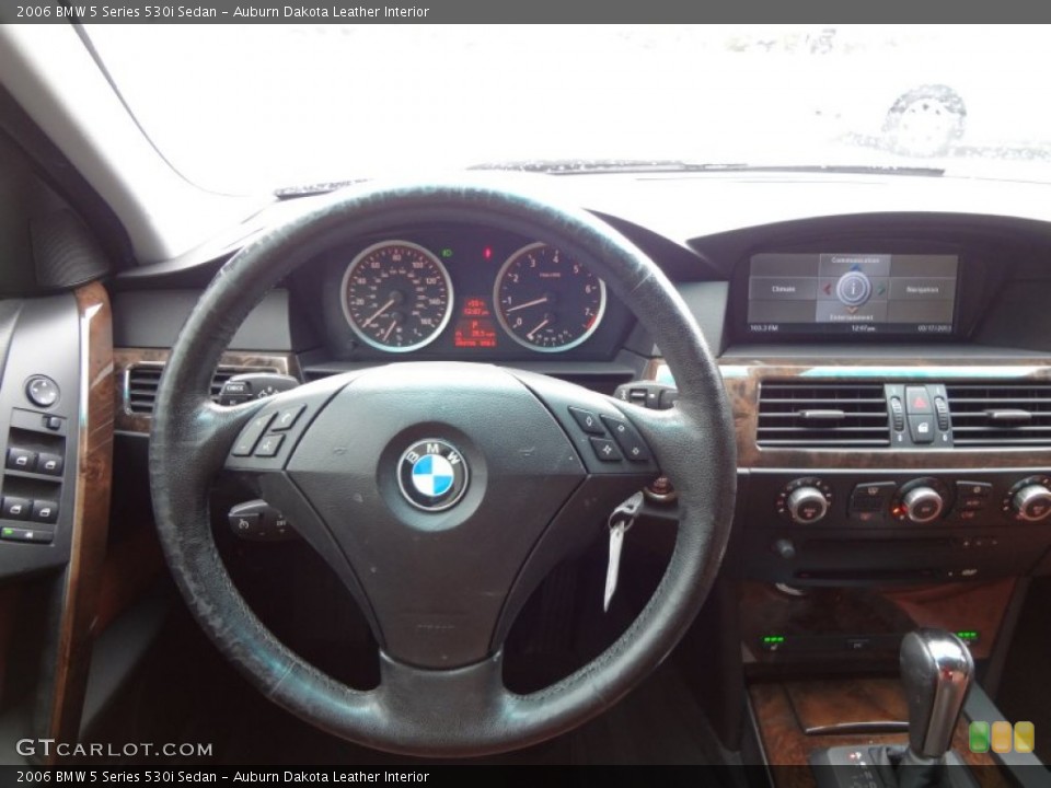 Auburn Dakota Leather Interior Steering Wheel for the 2006 BMW 5 Series 530i Sedan #78594846
